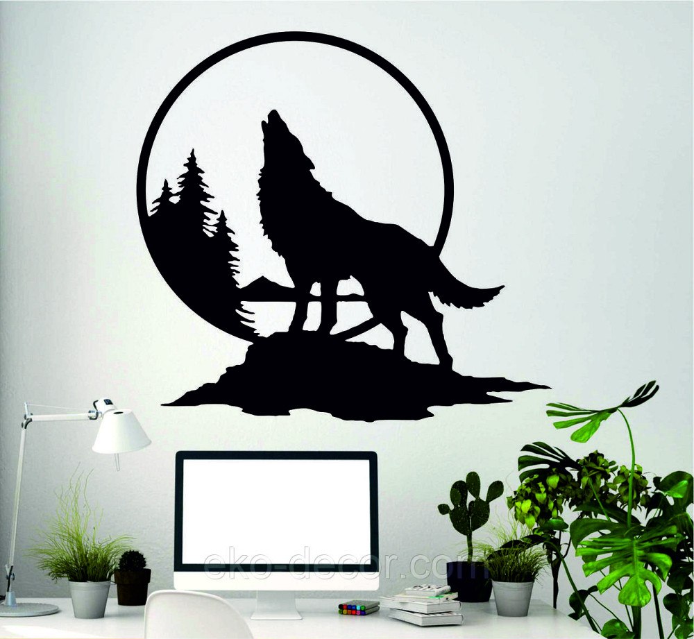 Декоративне настінне Панно «Вовк на природі», Декор на стіну 90*84 см, Чорний Київ - фото 3