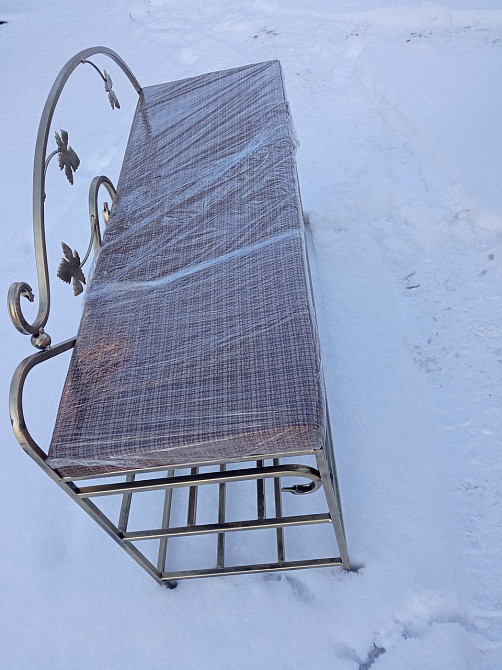 Прихожая банкетка пуфик пуф кованый со спинкой малый M-072 Киев - изображение 5