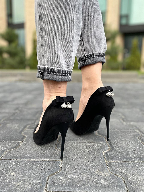 Туфлі жіночі Avelina чорні еко-замша каблук 11см 38р (3723) Коломия - фото 9