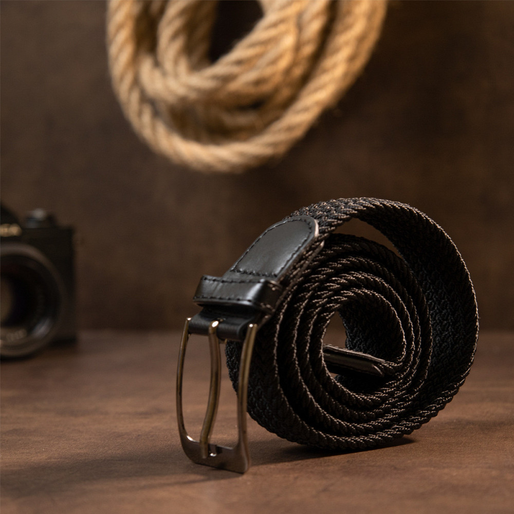 Текстильний чоловічий ремінь класика Vintage 20525 Чорний Київ - фото 7