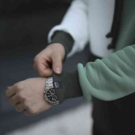 Молочное худи с цветными вставками мужское Pobedov 1touch. Худи мужское зима Киев