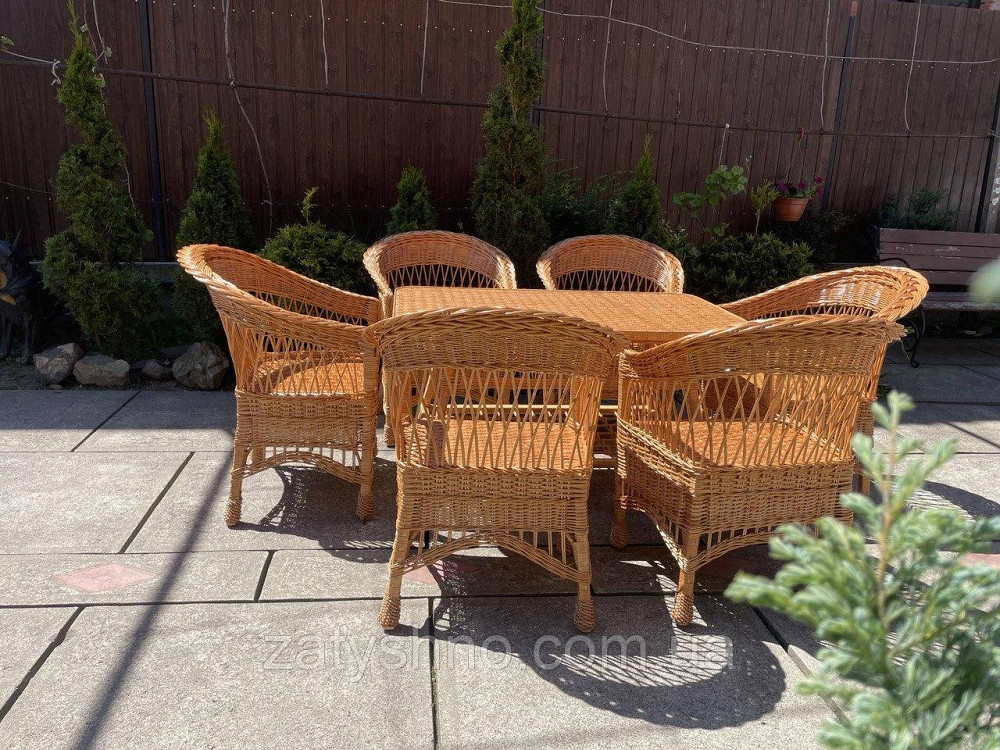 Меблі з лози на 6 людей з великим столом Київ - фото 8