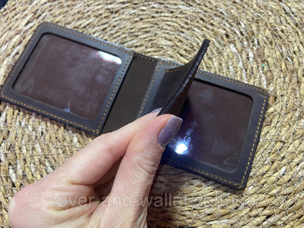 Універсальна обкладинка "Посвяченя Україна" з кишенею з натуральної шкіри Crazy Horse Коричневий Київ - фото 4