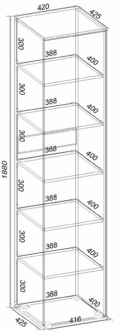 Пенал з полицями Ketrin К-2, Антрацит, 420/425/1880 Львів - фото 3
