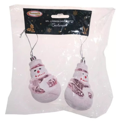 Ялинкова іграшка Chomik Сніговик 2 шт 8 см білий з рожевим (5900779839243) Вінниця - фото 3