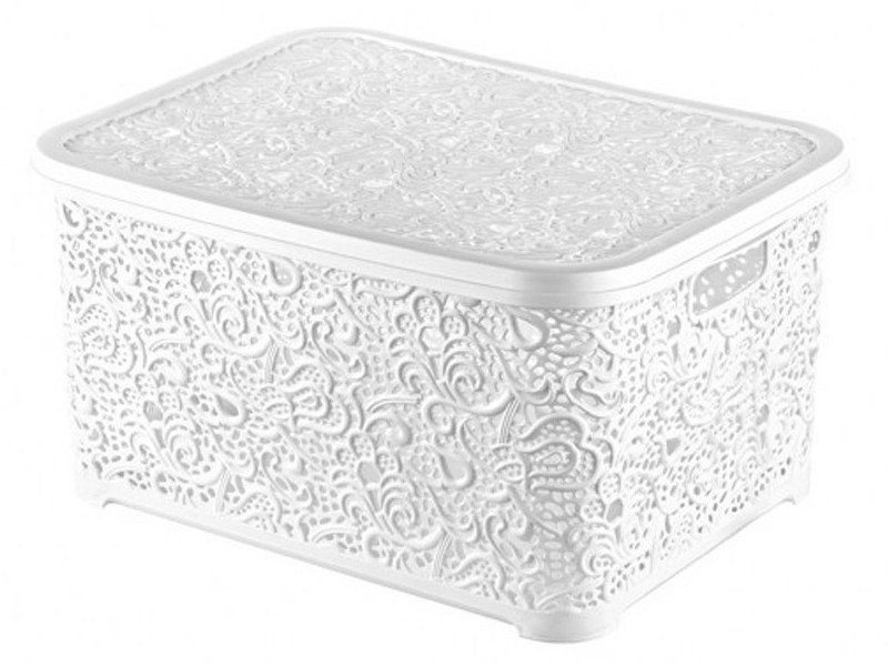 Корзина для белья с крышкой ажурная, Efe plastics 28 л, белая. Одесса - изображение 1
