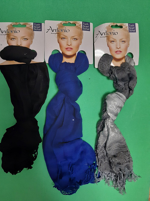 Шарфики женские набор из 3-х штук (серый, электрик, черный) - размер шарфа приблизительно 170*65см Киев - изображение 1