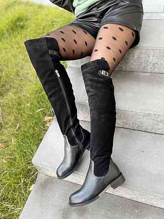 Vesna Ботфорти жіночі VESNA 2411/1 чорні (зима, шкіра+замша натуральна) (4883) 37 Коломия