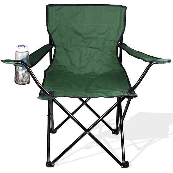 Складное кресло для рыбалки до 100 кг, с чехлом, Темно зеленое / Раскладной стул для кемпинга и пикника Киев