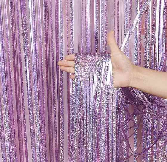 Штора дождь розовая голография 200*100 Киев