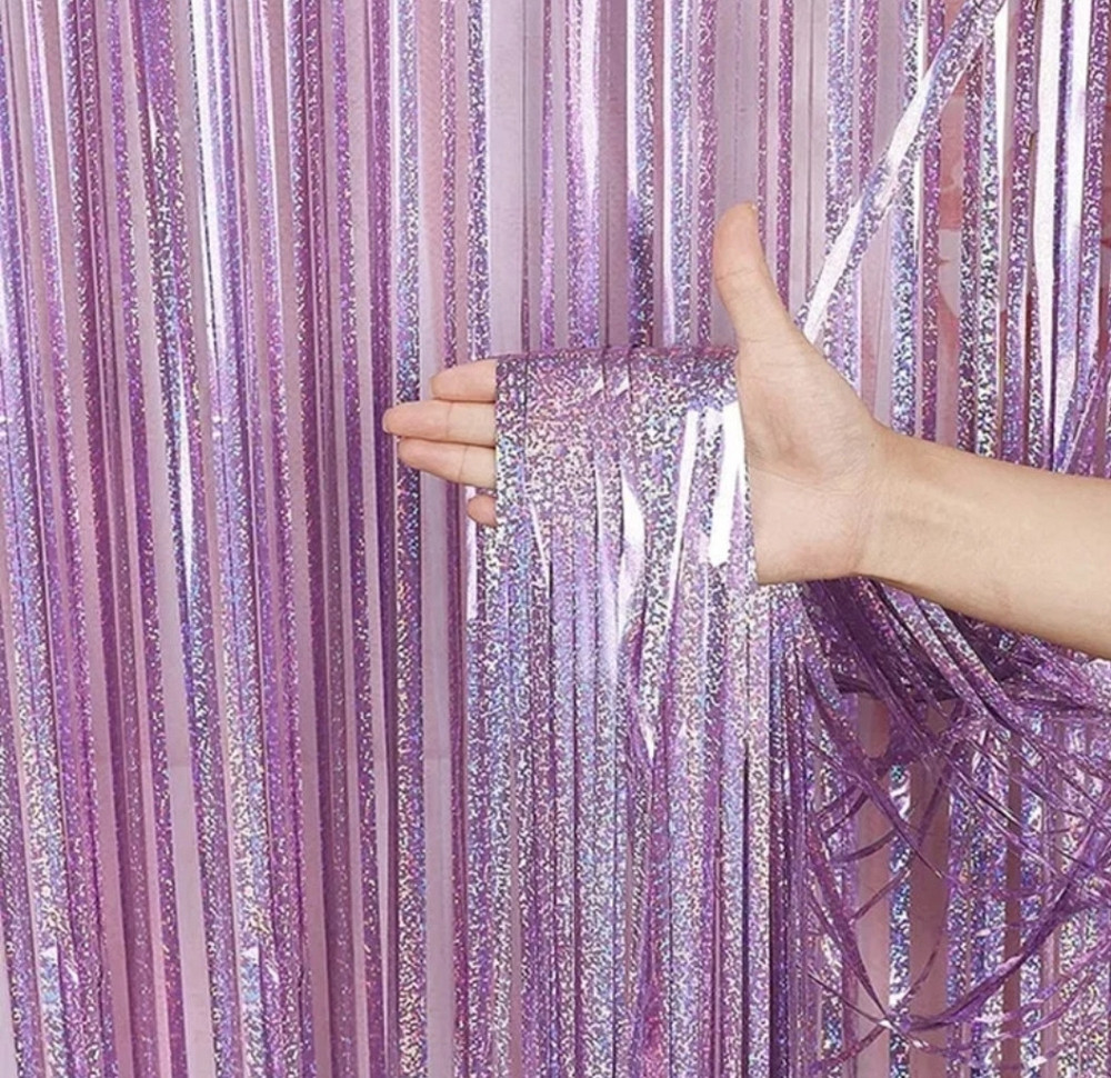 Штора дощик рожева голографія 200*100 Київ - фото 1