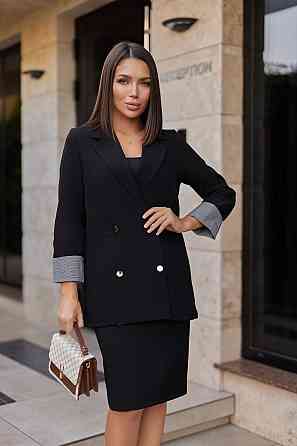 Жіночий базовий піджак на підкладці з манжетами Lavita Батал 50-52, Чорний Київ