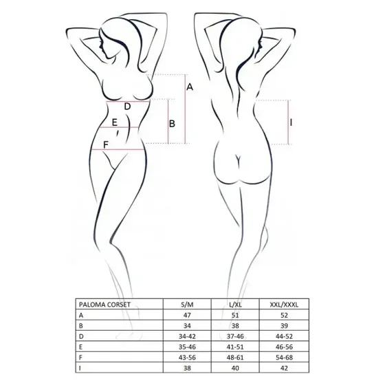 Корсет-сорочка з пажами Passion PALOMA CORSET L/XL, white, трусики, напівпрозорий Львів