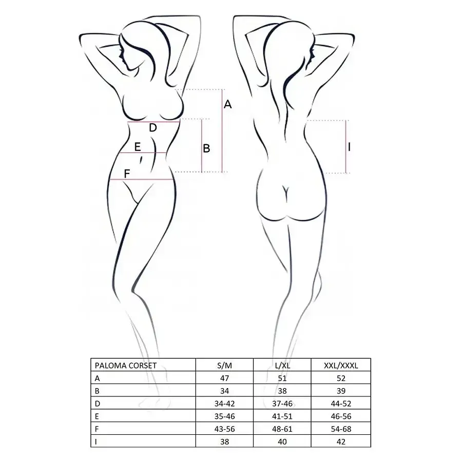 Корсет-сорочка з пажами Passion PALOMA CORSET L/XL, white, трусики, напівпрозорий Львів - фото 3