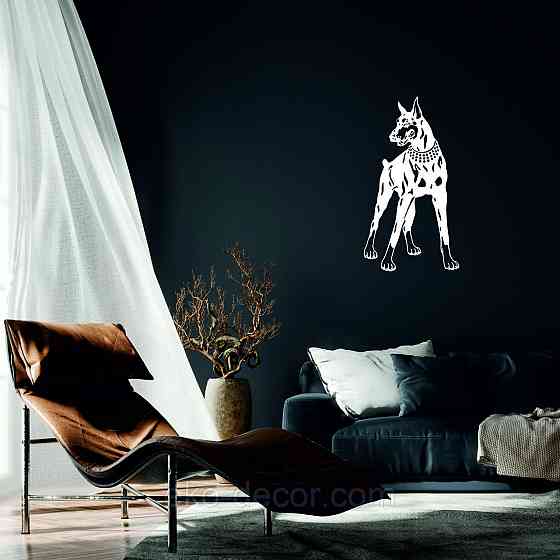 Декоративне настінне Панно «Доберман», Декор на стіну 110*59 см, Білий Київ