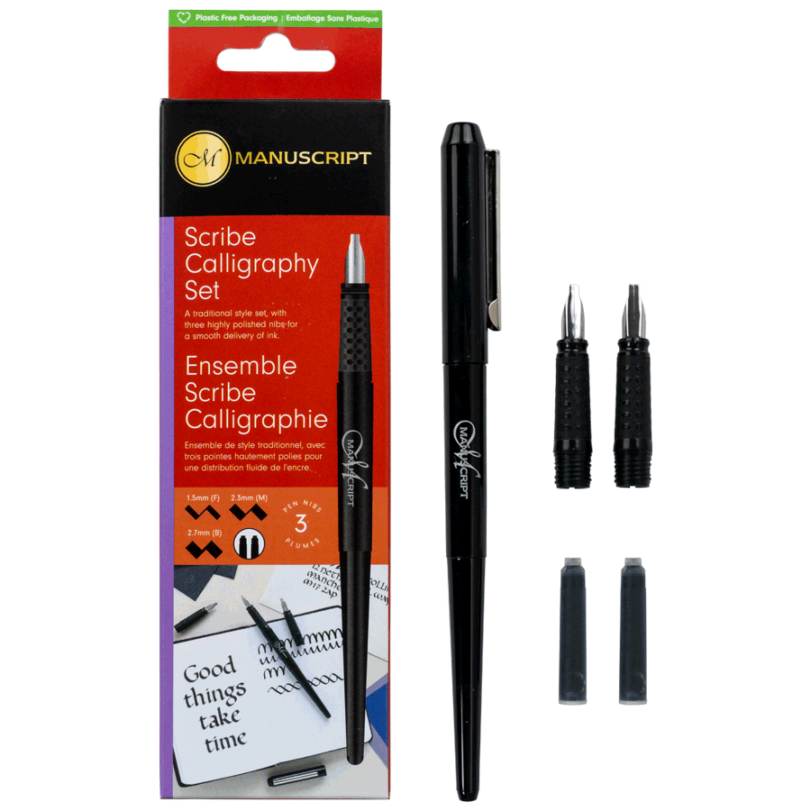 Набір для каліграфії Scribe Calligraphy 3 Nib Set (ручка 3 пера конвертер картридж) Manuscript Київ - фото 3
