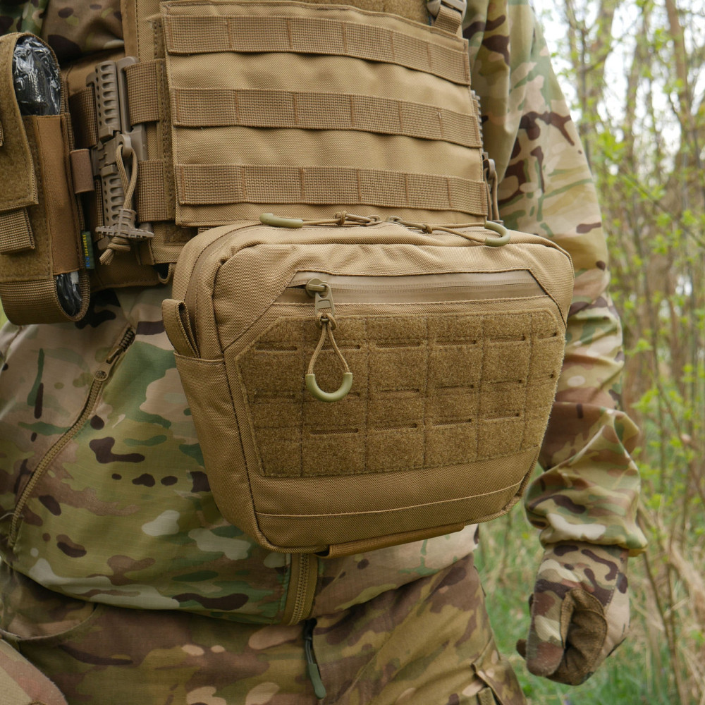 Сумка-напашник XL Kiborg GU Cordura Coyote. Сумка напашник койот с велкро панелью на плитоноску Киев - изображение 8