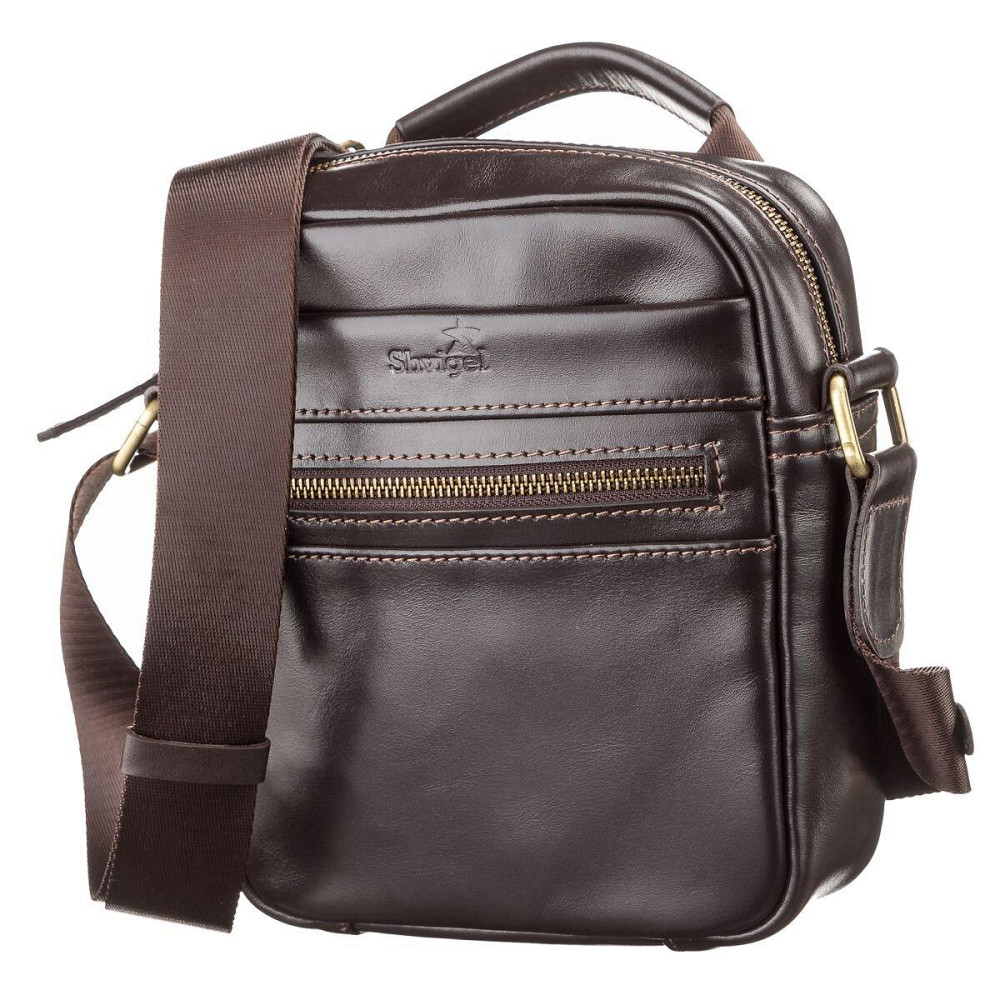 Сумка чоловіча SHVIGEL 11089 шкіряна Коричнева Київ - фото 7