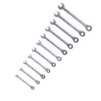 Набор ключей рожково-накидных с трещеткой 8-19 мм 11 шт (планшет) CrV Мукачево