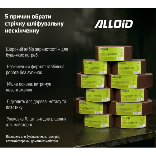Стрічка шліфувальна нескінченна 75х533мм, зерно 40, 10шт Alloid Одесса - изображение 7
