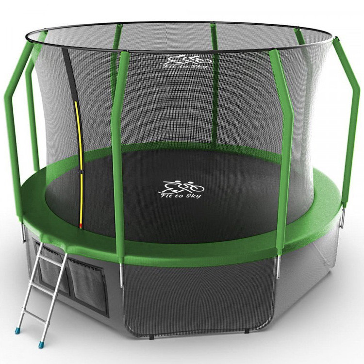 Батут FitToSky 183 см з внутрішньою сіткою та драбиною 36 пружин Б5141 Зелений Київ - фото 1