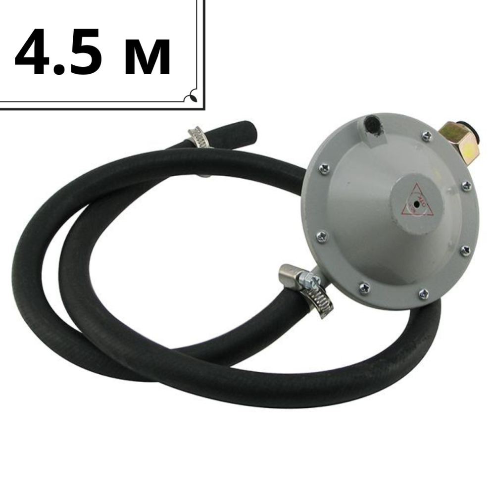 Комплект шланг 4.5 метра з редуктором і хомутами для підключення газового балону на газовий котел конвектор плиту Тернопіль - фото 1