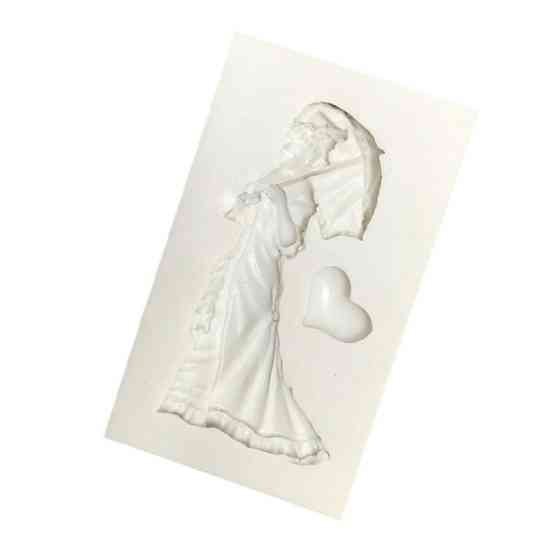 Молд силиконовый Женщина с зонтом 45 на 74 мм серый Киев