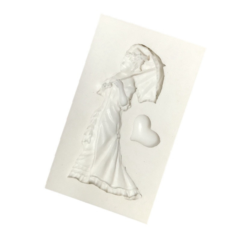 Молд силиконовый Женщина с зонтом 45 на 74 мм серый Киев - изображение 5