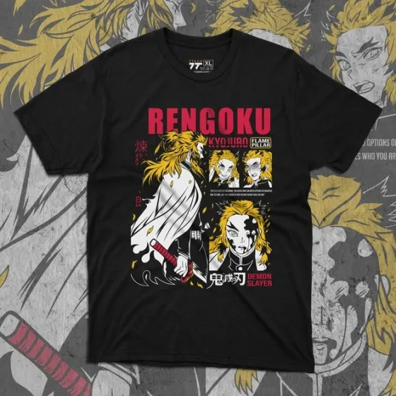 Футболка чоловіча з  принтом Клинок, рассекающий демонов Ренгоку 3 Розмір 48 Anime0964 Дніпро