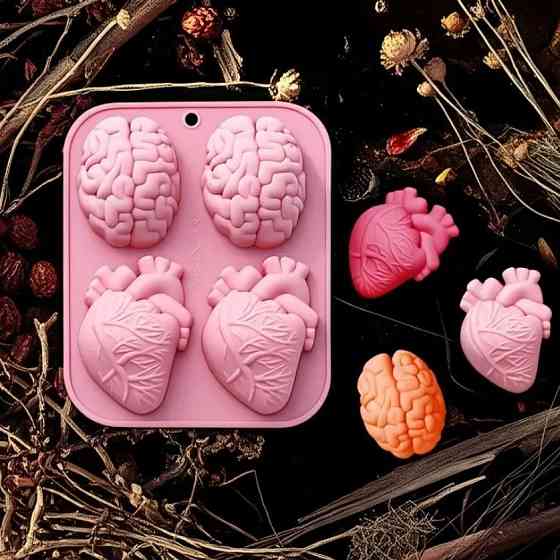 Силиконовая форма для выпечки и шоколада «Мозг и Сердце» – антипригарная форма на Хэллоуин Киев