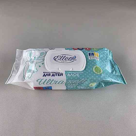 Волога серветка 78 шт. з клапаном "ELLEO" д/дітей алое (1 пачка) Харків