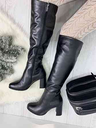 Stepter Чоботи жіночі STEPTER чорні натуральна шкіра зима высота 41см обхват голени 38-42см каб Коломыя
