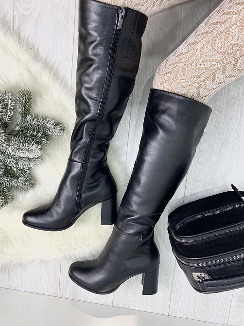 Stepter Чоботи жіночі STEPTER чорні натуральна шкіра зима высота 41см обхват голени 38-42см каб Коломия - фото 5