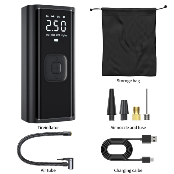 Насос акумуляторний цифровий COB-B6-01 (ZZLWN-081) 100 W Type-C з функцією PowerBank, ліхтариком, сумкою та перехідниками Вінниця