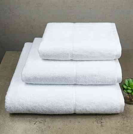 Набор велюр/махра полотенец 3шт GM Textile 40x70см, 50x90см, 70x140см Premium Milado 550г/м2 (Белый) Сумы
