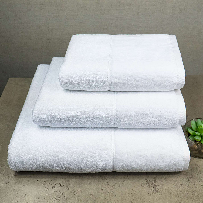 Набор велюр/махра полотенец 3шт GM Textile 40x70см, 50x90см, 70x140см Premium Milado 550г/м2 (Белый) Сумы - изображение 1