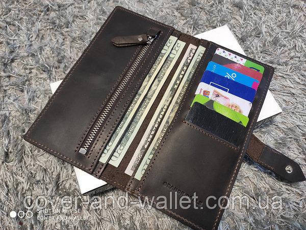 Вінтажний шкіряний гаманець купюрник ручної роботи (коричневий) Grande Pelle 523120 Anet Київ - фото 4