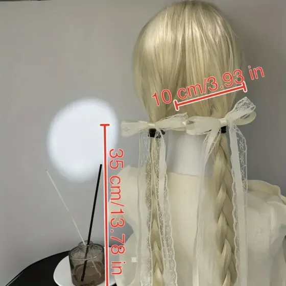 Набор бантов 2 шт — белые кружевные 10×35 см Киев