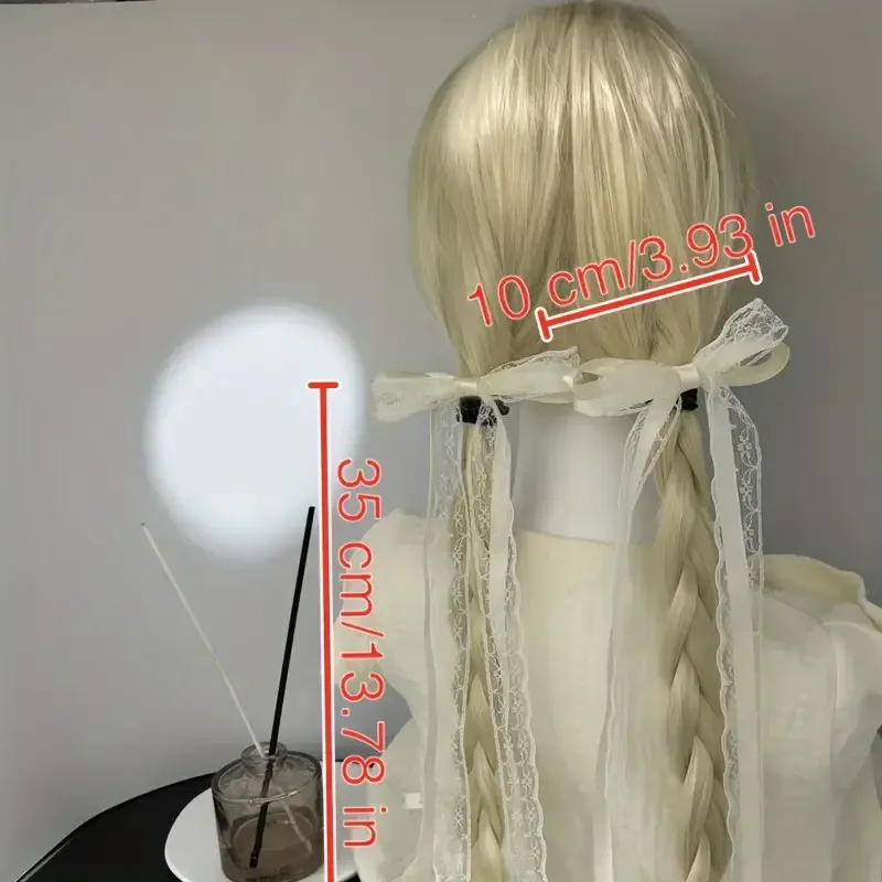 Набор бантов 2 шт — белые кружевные 10×35 см Киев - изображение 2