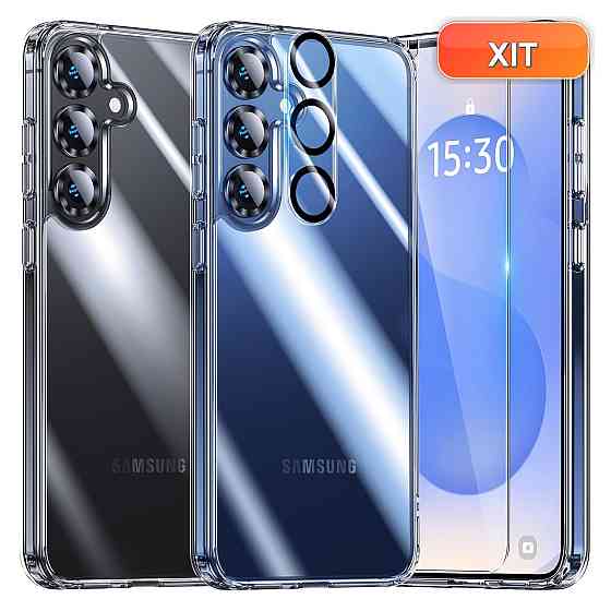 Чохол накладка UniqueMe для Samsung Galaxy S25 прозорий 5 в 1 2 скла і 2 захисти камери 9H антижовтіння Київ