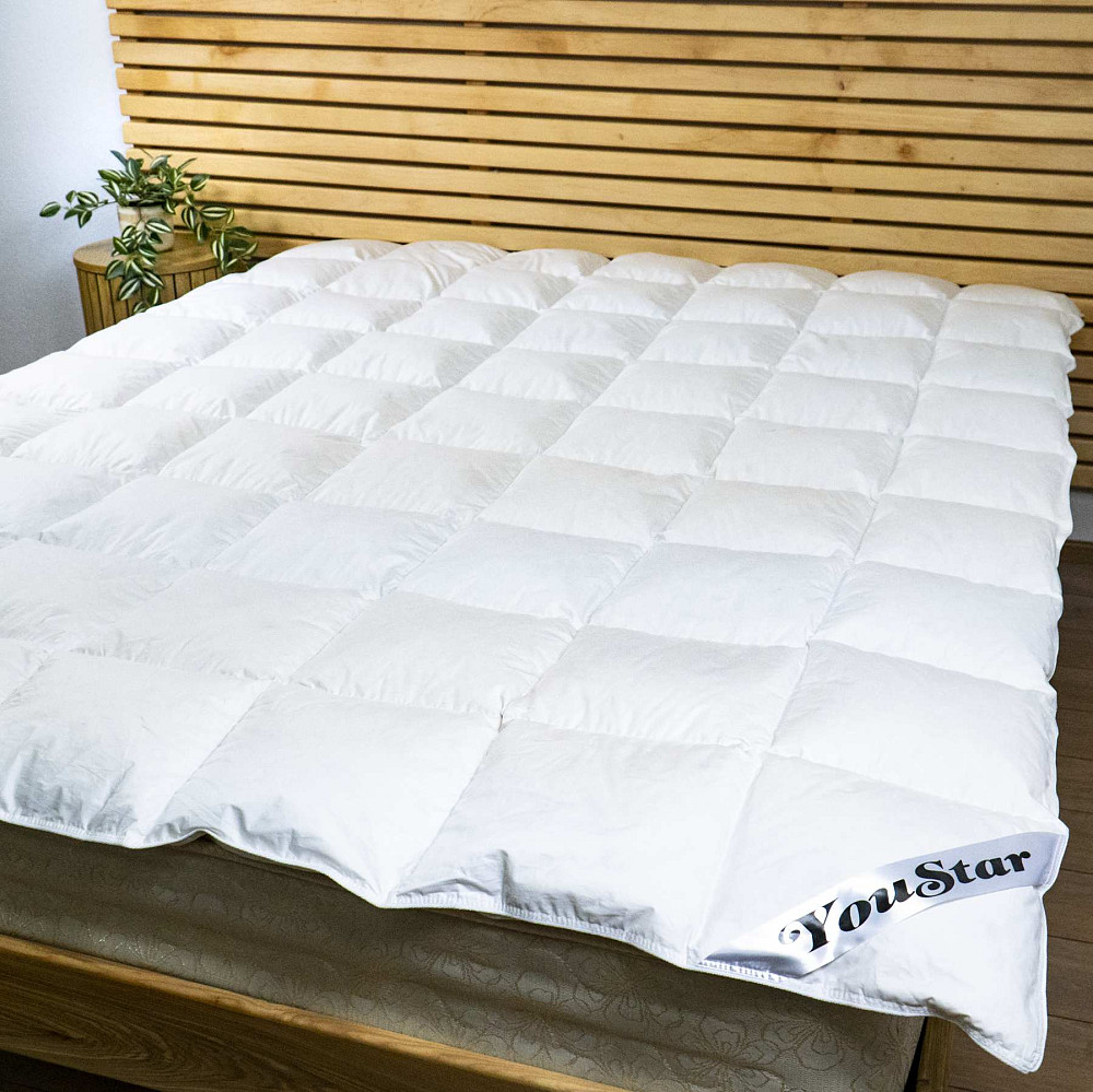 Напівпухова Евро ковдра YouStar 50% пух 50% перо, розмір 200х220 см (Білий) Суми - фото 10