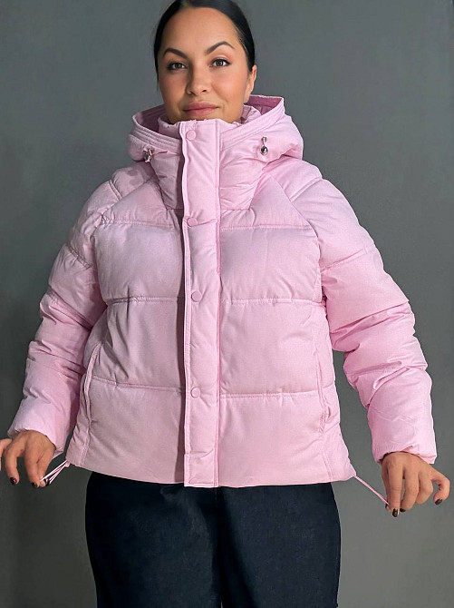 Куртка женская Haiziyuan 8589 средняя длина с капюшоном розовая, розовый, M Одесса - изображение 5
