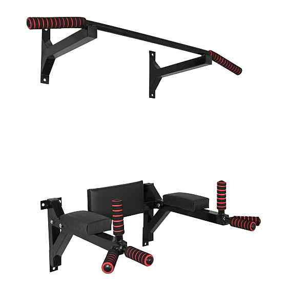 Турник брусья пресс стационарный 3 в 1 KZ-551 Спортивные стенки и турники для дома Черный Киев