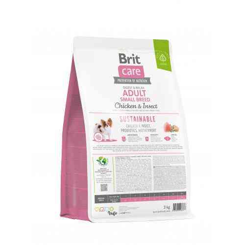 Сухой корм Brit Care Dog Sustainable Adult Small Breed для собак малых пород, с курицей и насекомыми, 3 кг Киев