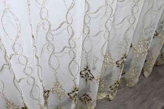 Тюль VR-Textil 1193т Kort ADOR Фатин с люрексовой нитью Золотистый с коричневым 300х270 см (40-972) Киев