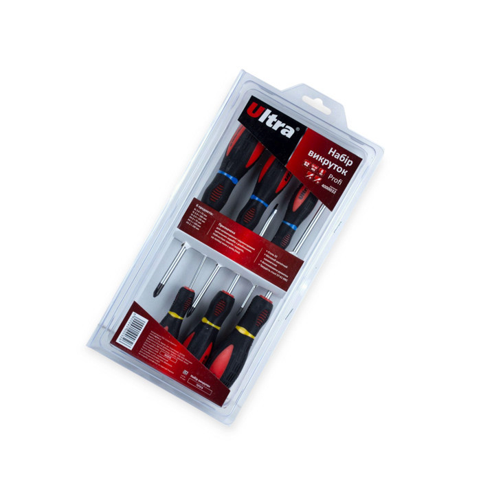 Набір викруток 6 шт магнітні - шліць 3,5,6 мм; хрест 3,5,6мм Ultra (блістер) Мукачево - фото 2