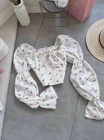 Жіночий літній романтичний топ муслін 100% бавовна Молочна 2 Одеса