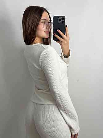 Жіночий трикотажний костюм на теплі дні Молочний XL-2XL Харків