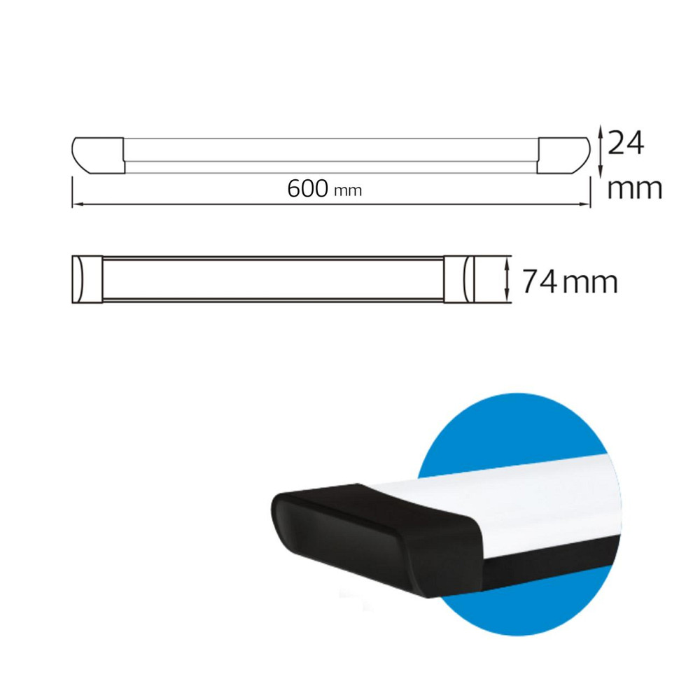 Світильник світлодіодний лінійний 27W 60см 6400k TETRA/SQ чорний Київ - фото 2