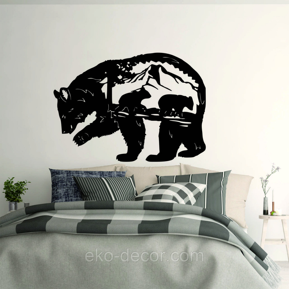 Декоративне настінне Панно «Ведмідь», Декор на стіну 110*78 см, Чорний Київ - фото 4